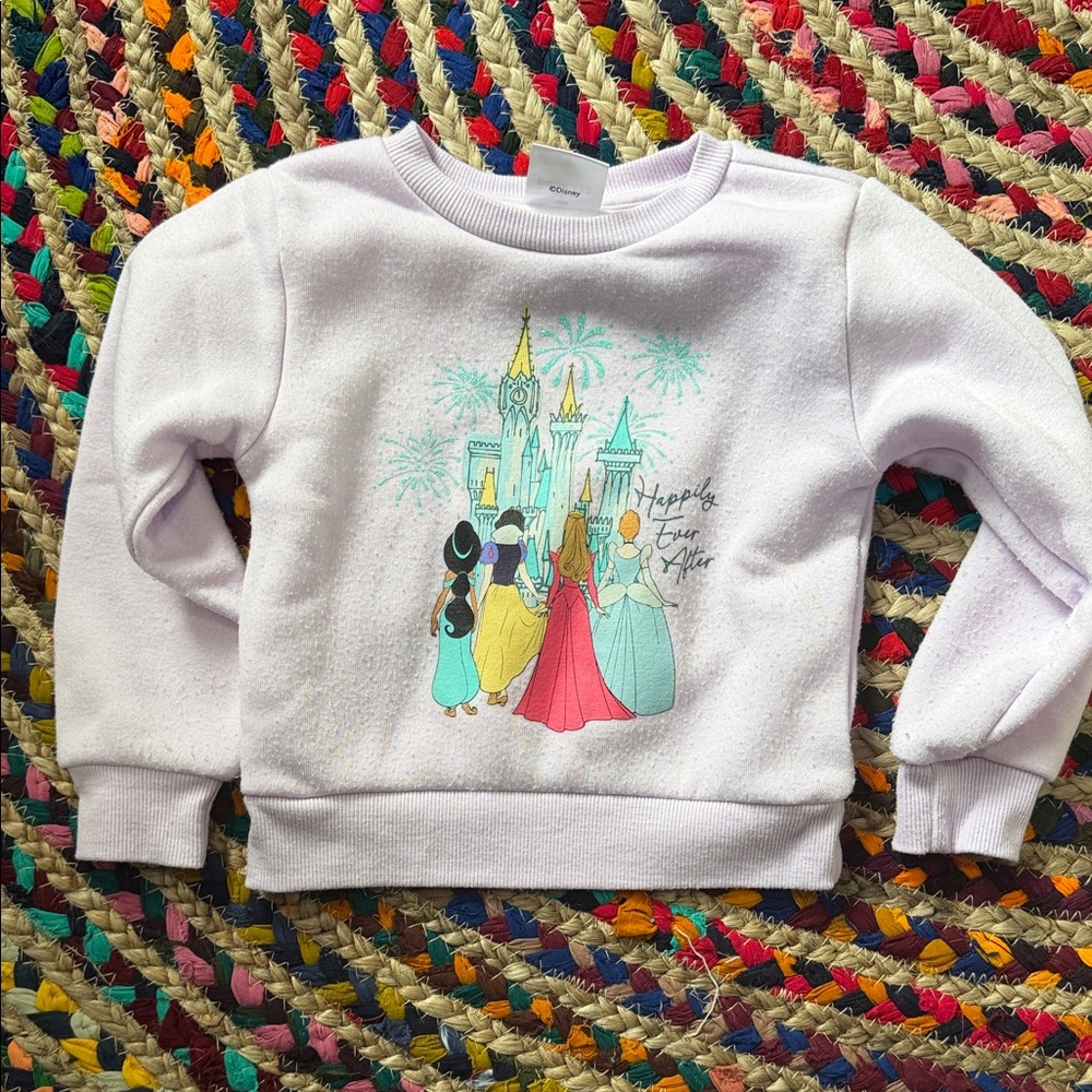 Disney Lilac Princess Crewneck Sweatshirt with Castle Graphic -2T